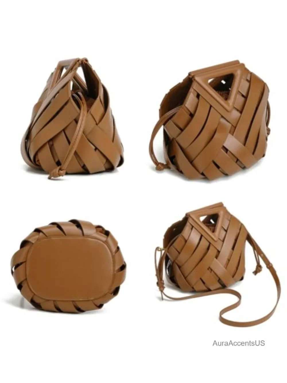 Vegan Leather Woven Clutch Crossbody Shoulder Bag with Top Handle